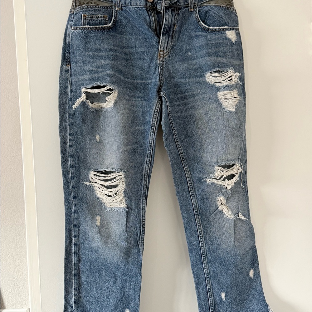 Distressed Blue Jeans
